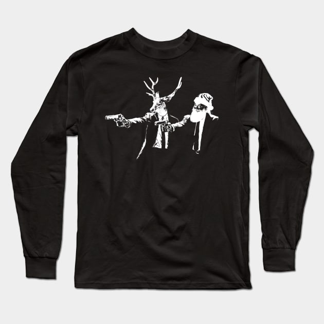 Santa Claus And Reindeer Christmas Banksy Pulp Fiction Long Sleeve T-Shirt by Bevatron